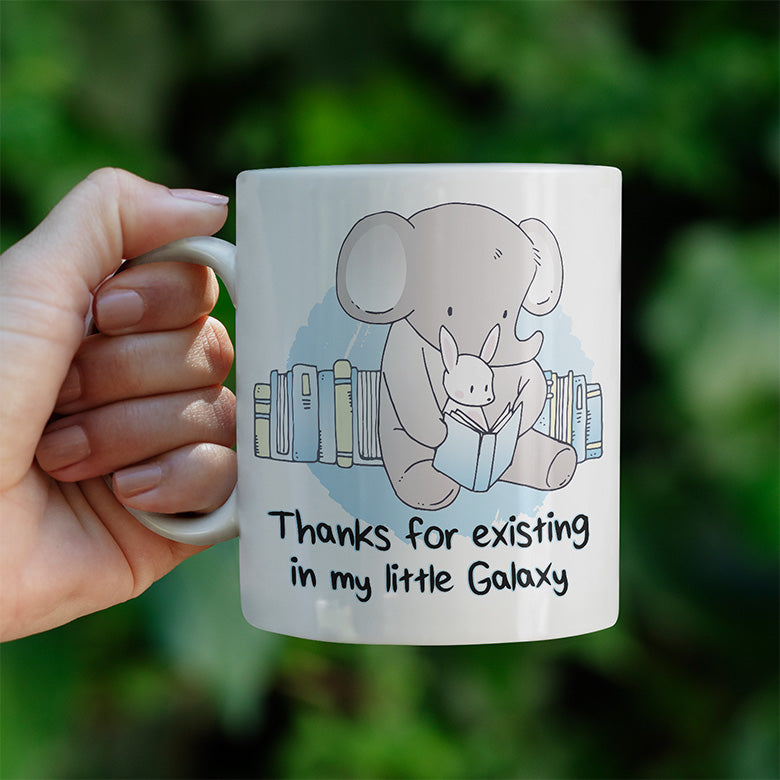 Thanks for existing in my little Galaxy Elefant Hase Lustige Kaffeetassee online kaufen Geschenkidee