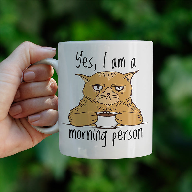 Yes I am a morning person Cat Lustige Kaffeetassee online kaufen Geschenkidee