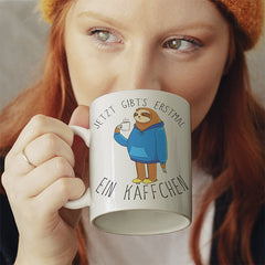 Jetzt gibts erstmal ein Käffchen Faultier 5 Lustige Kaffeetassee online kaufen Geschenkidee