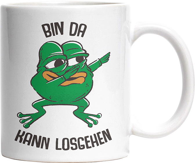 Bin da kann losgehen Frosch Witzige Tasse kaufen Geschenk