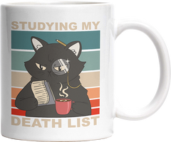 Studying my death list Katze Witzige Tasse kaufen Geschenk