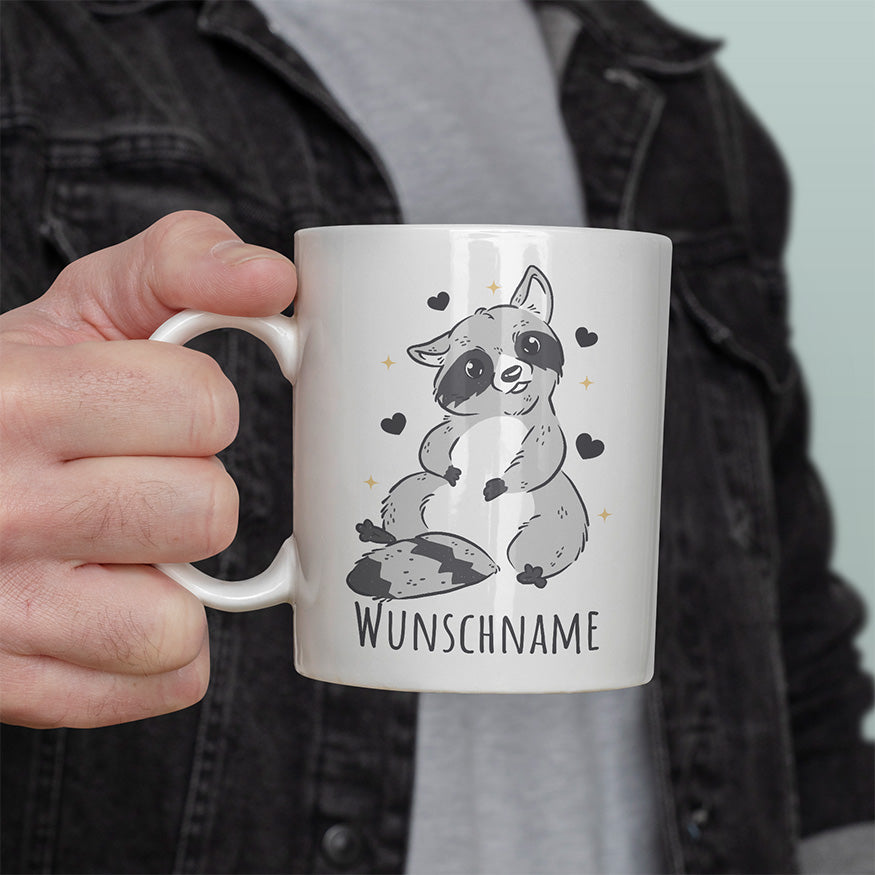 Waschbär Personalisierbar Name Lustige Kaffeetassee online kaufen Geschenkidee