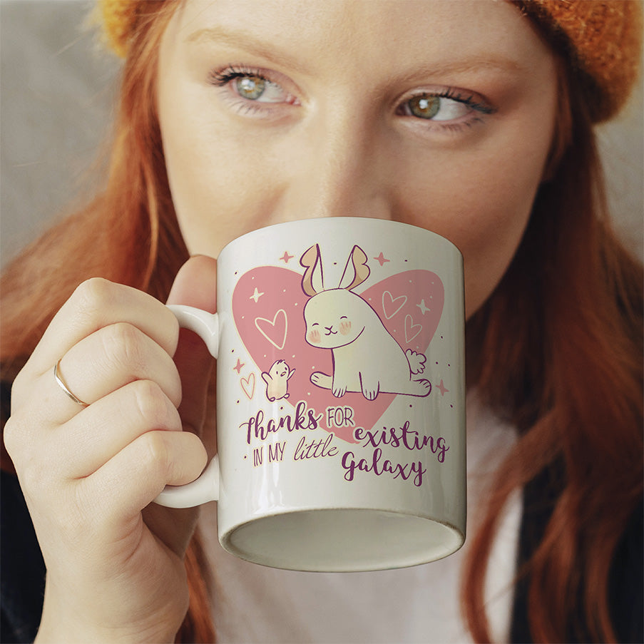 1WH Thanks for existing in my little Galaxy Hase Küken Lustige Kaffeetassee online kaufen Geschenkidee