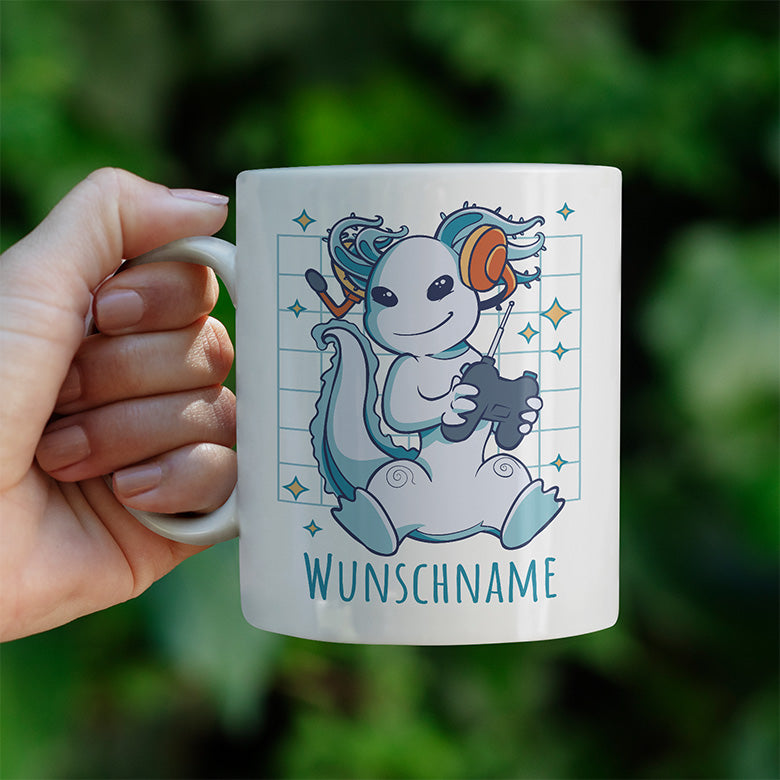 Axolotl Gamer Personalisierbar Name Lustige Kaffeetassee online kaufen Geschenkidee