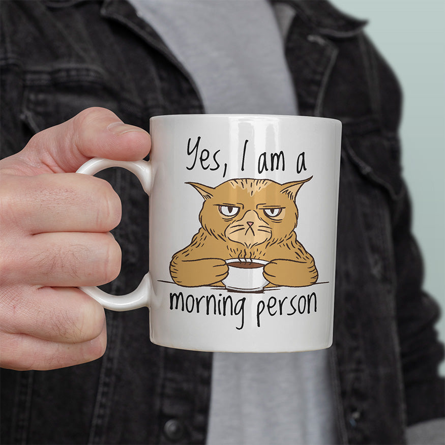 Yes I am a morning person Cat Lustige Kaffeetassee online kaufen Geschenkidee