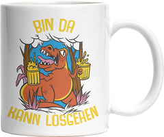 Bin da kann losgehen T Rex Bier Witzige Tasse kaufen Geschenk