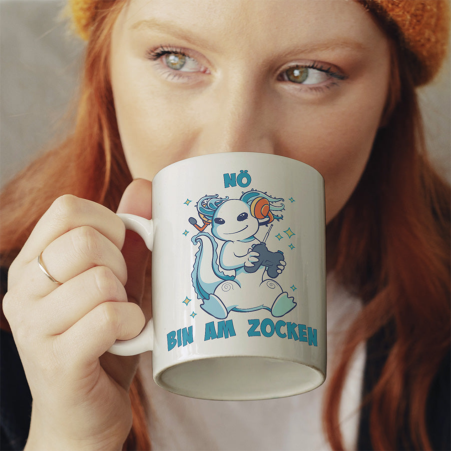 Axolotl Nö bin am zocken Lustige Kaffeetassee online kaufen Geschenkidee