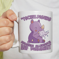 Tschuldigung reagiere allergisch auf Dummheit Nashorn Lustige Kaffeetassee online kaufen Geschenkidee