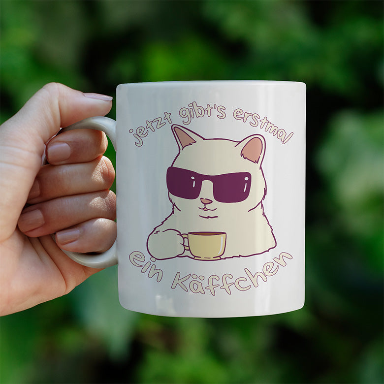 Jetzt gibts erstmal ein Käffchen Katze 4 Lustige Kaffeetassee online kaufen Geschenkidee