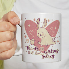 1WH Thanks for existing in my little Galaxy Hase Küken Lustige Kaffeetassee online kaufen Geschenkidee