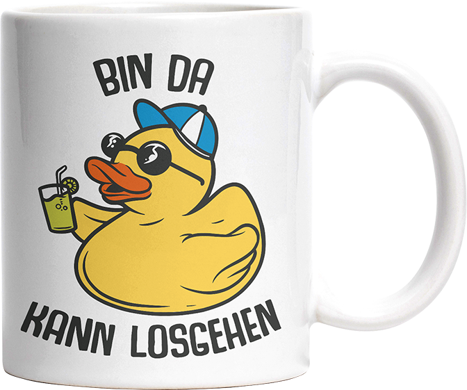 Bin da kann losgehen Badeentchen Witzige Tasse kaufen Geschenk