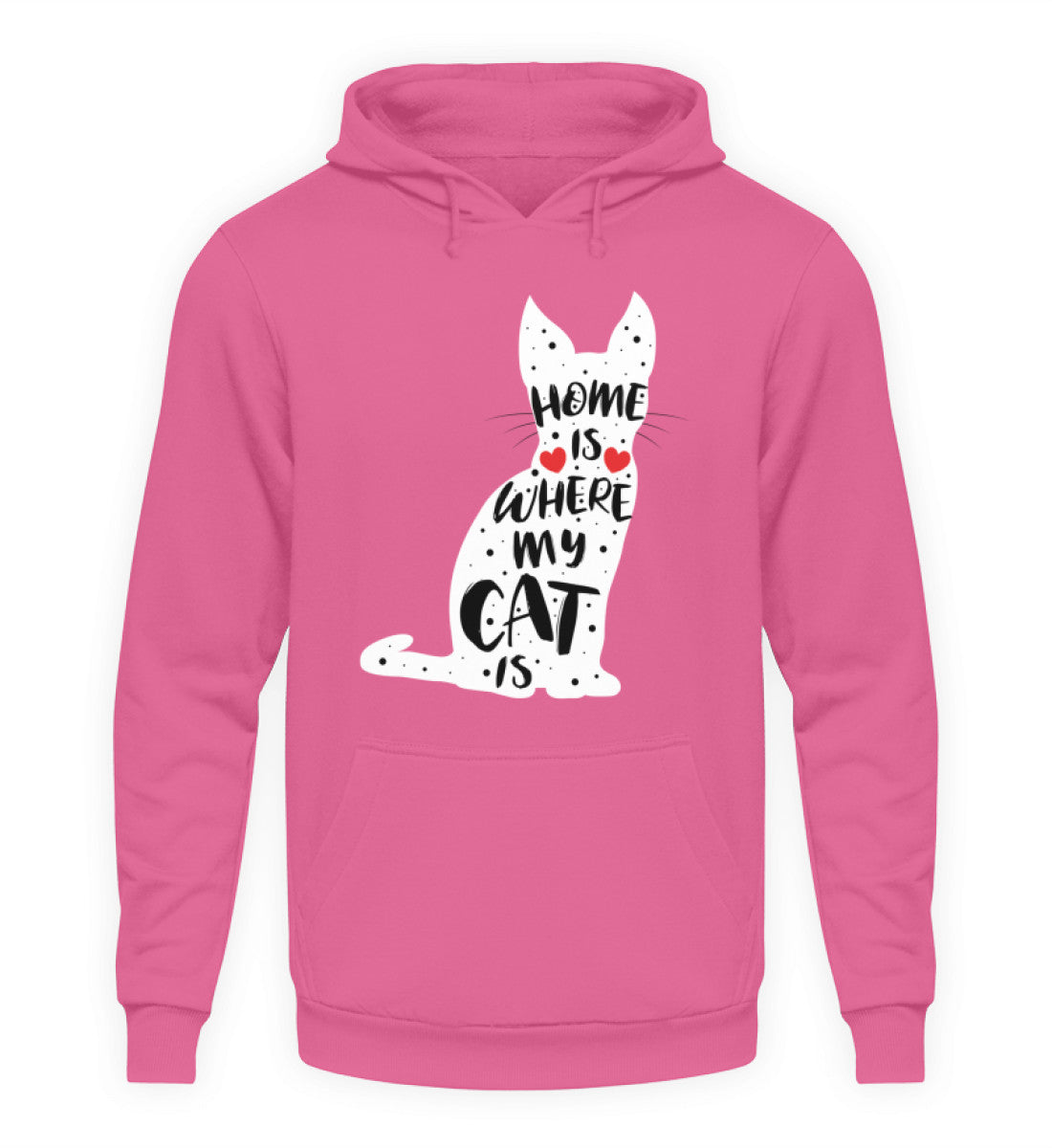 Zeigt home is where my cat is unisex kapuzenpullover hoodie in Farbe Jet Black
