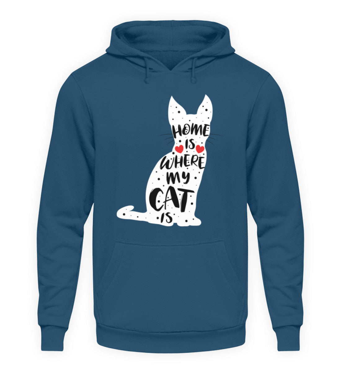 Zeigt home is where my cat is unisex kapuzenpullover hoodie in Farbe Jet Black