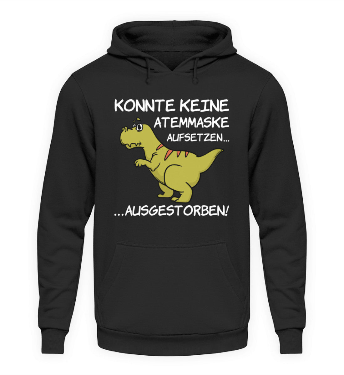 Dinosaurier T-Rex Atemmaske | Unisex Hoodie in Jet Black in Größe S