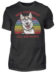 Süßer Husky | Lustiger Spruch | Mein Therapeut hat Fell und Pfoten | Herren T-Shirt in White in Größe S
